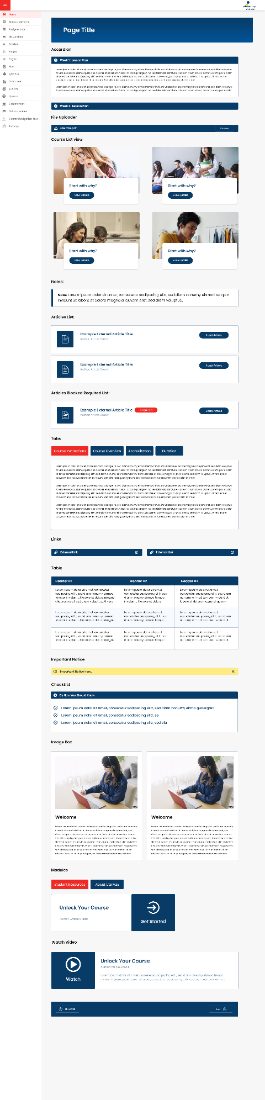 Library of Canvas content blocks: accordions, tabs, tables, checklists and notices